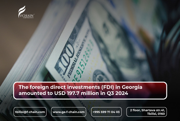 The volume of foreign direct investments in Georgia in the third quarter of 2024 amounted to 197.7 million USD